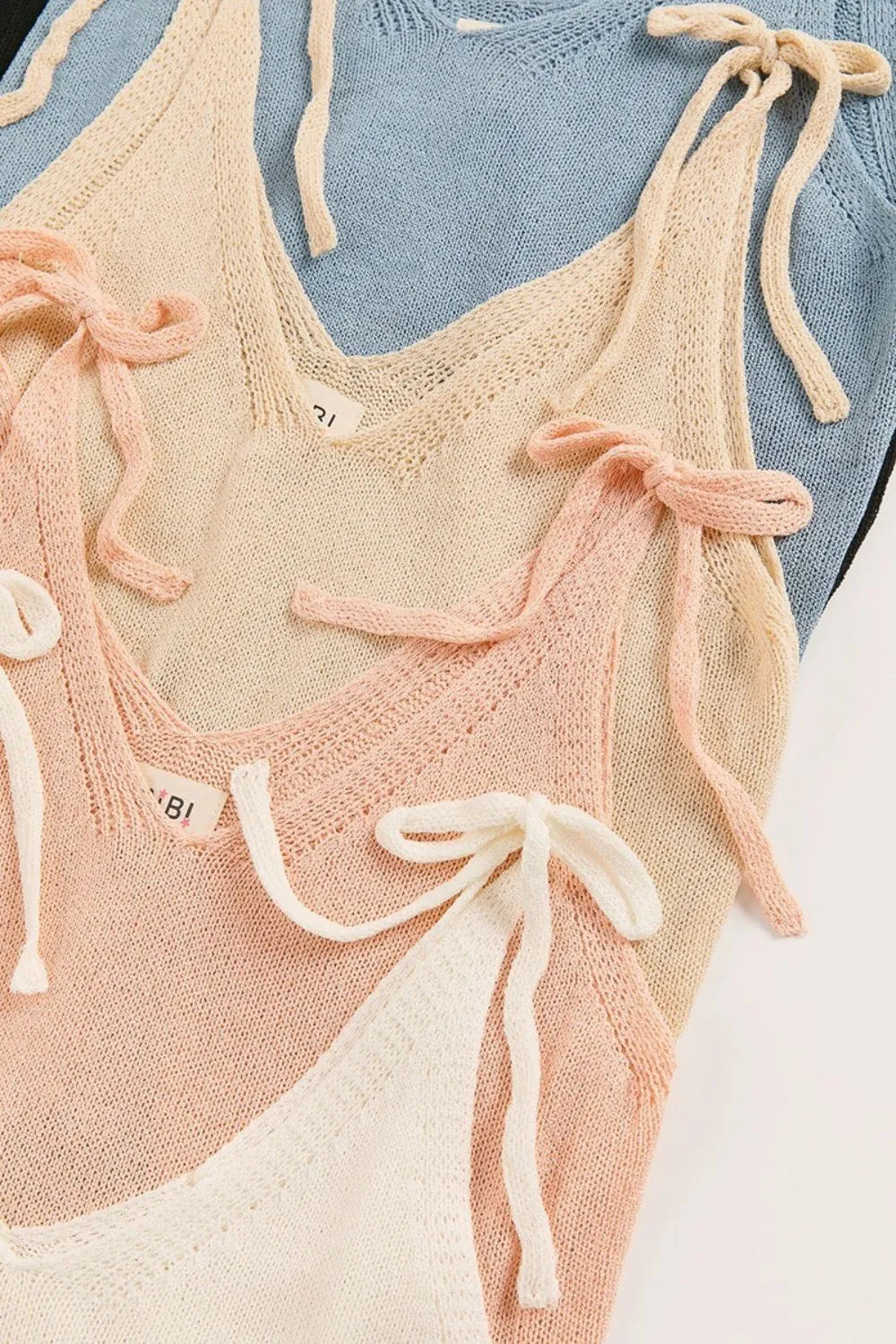 Tied Shoulder Solid Knit Top BiBi