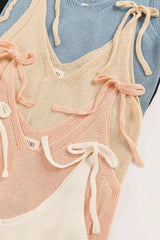 Tied Shoulder Solid Knit Top BiBi