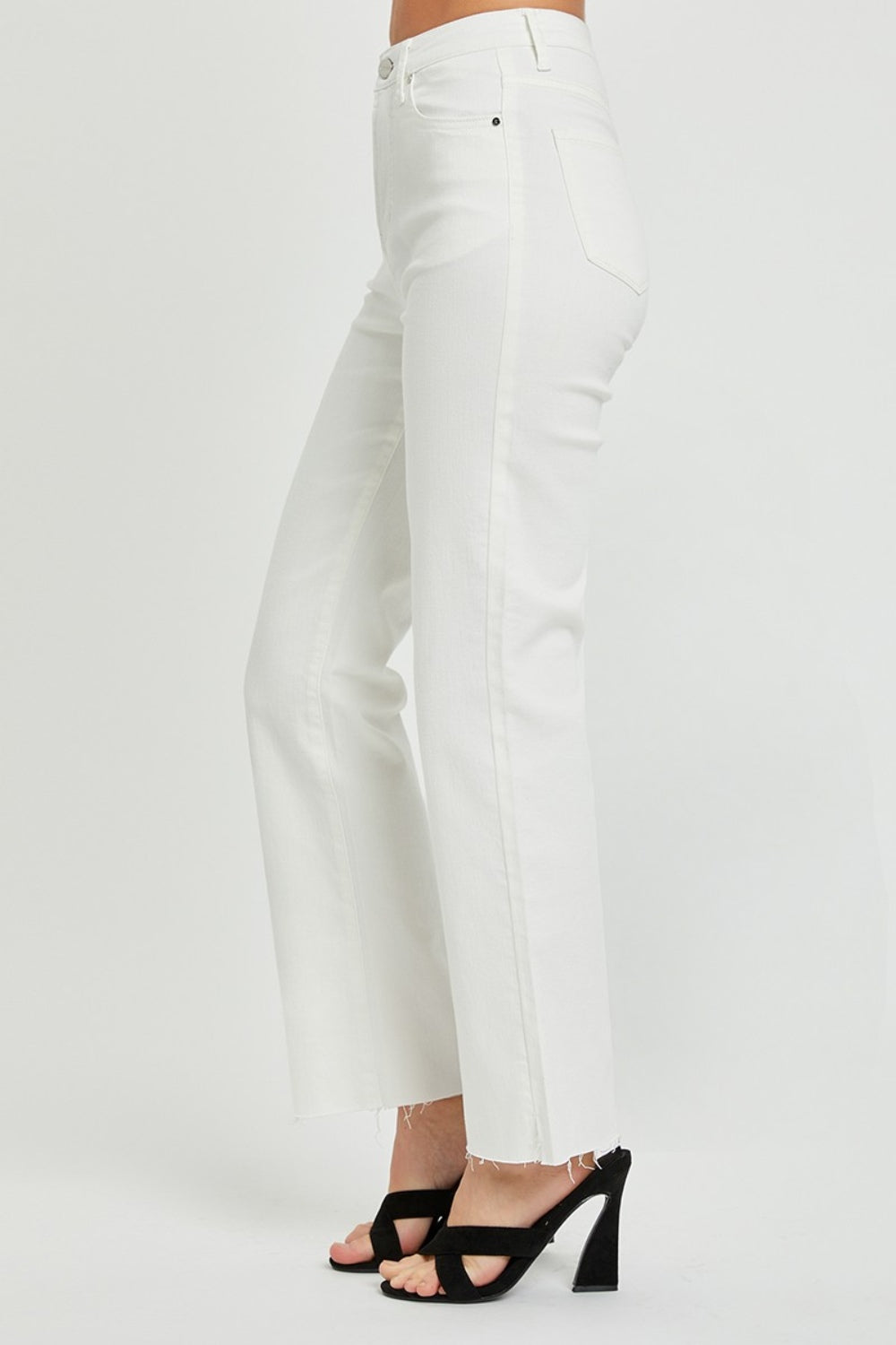 White High Rise Tummy Control Straight Jeans Risen   