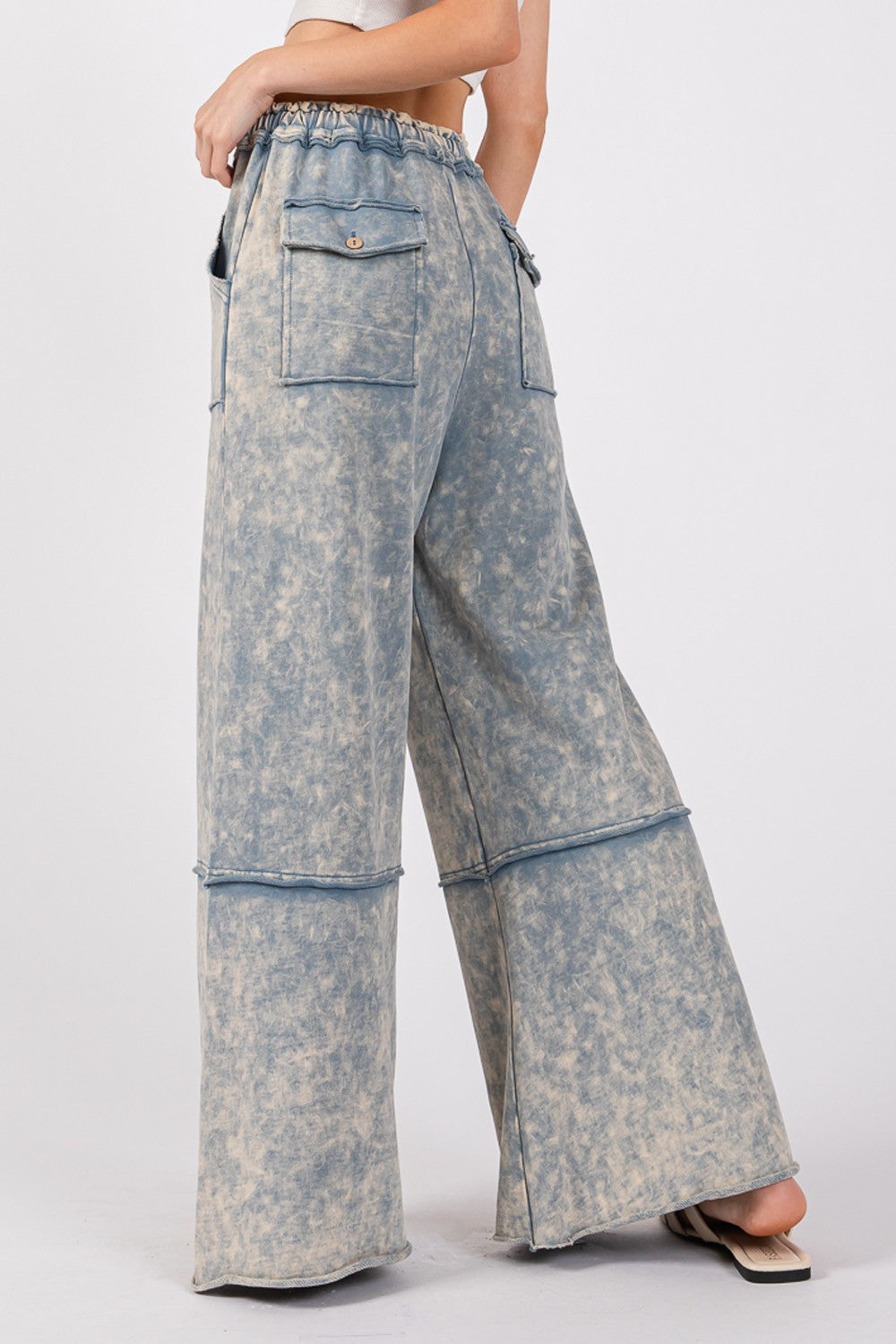 Mineral Washed Terry Wide Leg Pants Sage + Fig   