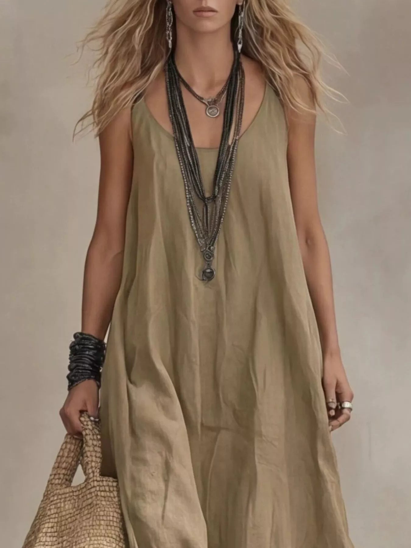 Scoop Neck Sleeveless Maxi Dress – Lightweight Casual Luxe Simmer & Fay