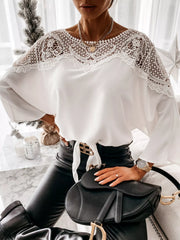 Lace Trim Long Sleeve Blouse Simmer & Fay White S