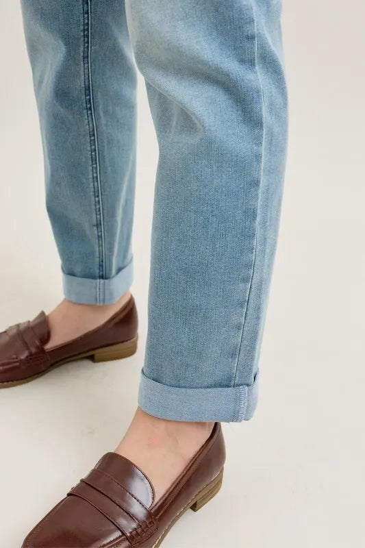 V-Front Cuff Boyfriend Jeans Judy Blue