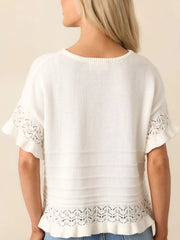 Lace Trimmed Knit Top Simmer & Fay