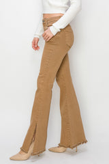 Bailey High Waist Side Slit Flare Jeans Risen   