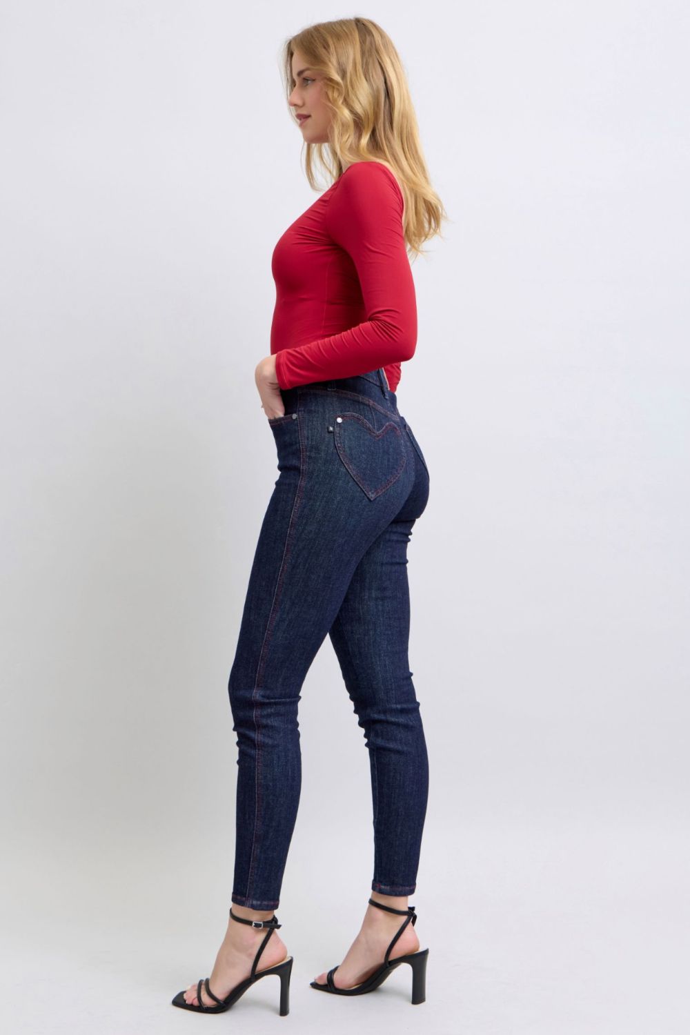 Heart Shaped Back Pockets Skinny Jeans Judy Blue   