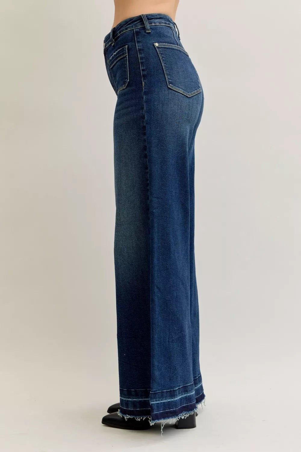 High Waist Palazzo Jeans with Front Patch Pockets Judy Blue