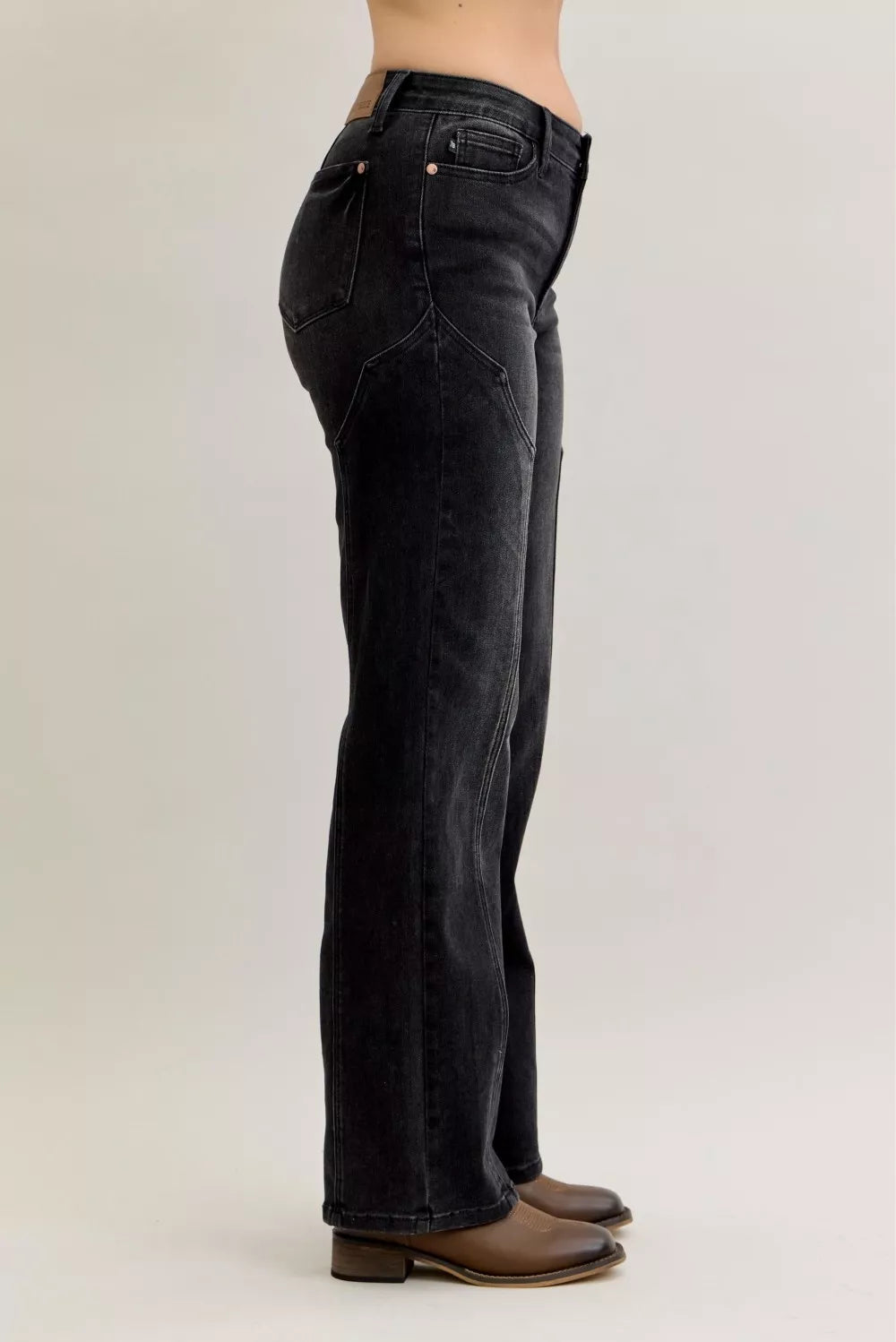 Mid Rise Straight Western Seam Detail Jeans Judy Blue