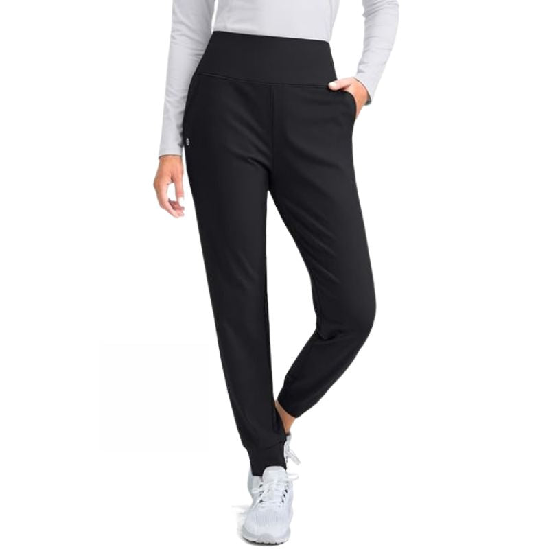 Black Fleece Lined Joggers High Waisted Pants SALE   