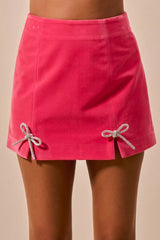 Rhinestone Ribbon Velvet Skirt So Me
