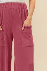 2tone Cord Rib Waist Band Side Pocket Pants BiBi