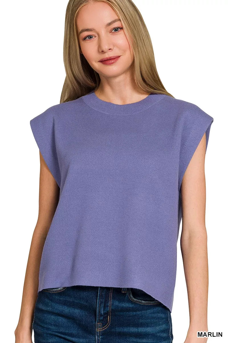 Round Neck Viscose Sweater Vest ZENANA MARLIN S