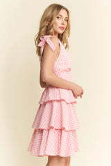 Gingham Tiered Mini Dress Jade By Jane