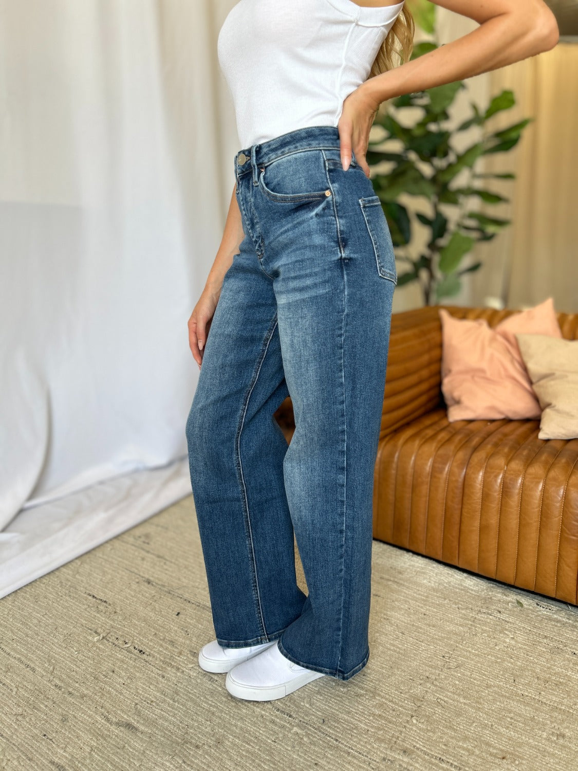 High Rise Tummy Control Wide Leg Jeans RFM   