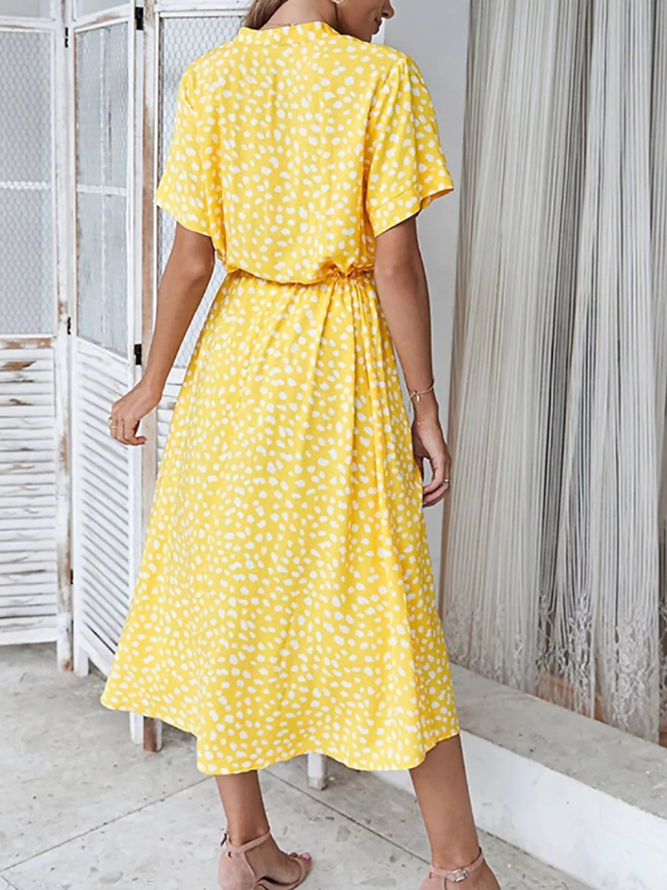 Polka Dot Button Front Midi Dress Simmer & Fay