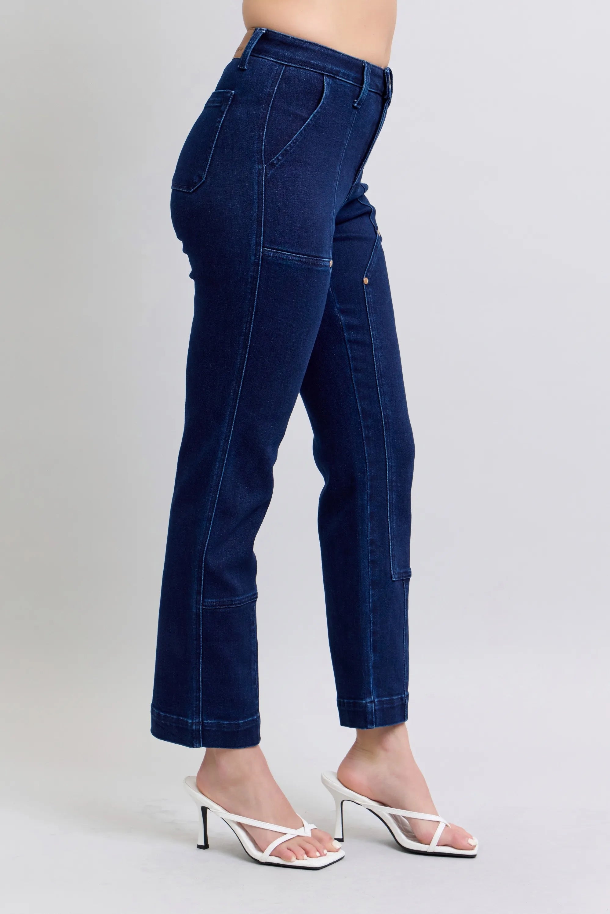 High Waist Work Wear Knee Patch Straight Jeans With Plus Size Judy Blue