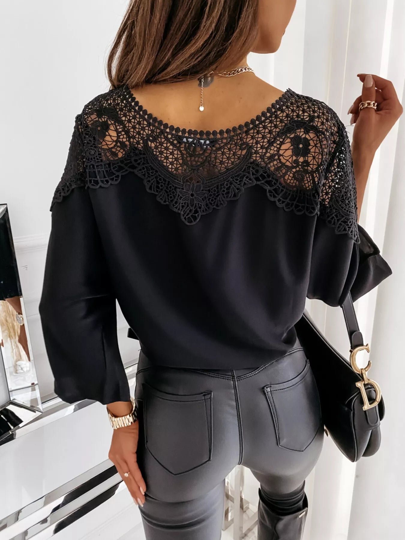 Lace Trim Long Sleeve Blouse Simmer & Fay