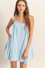 A-Line Flowy Mini Cami Dress with Pockets HYFVE L.BLUE S