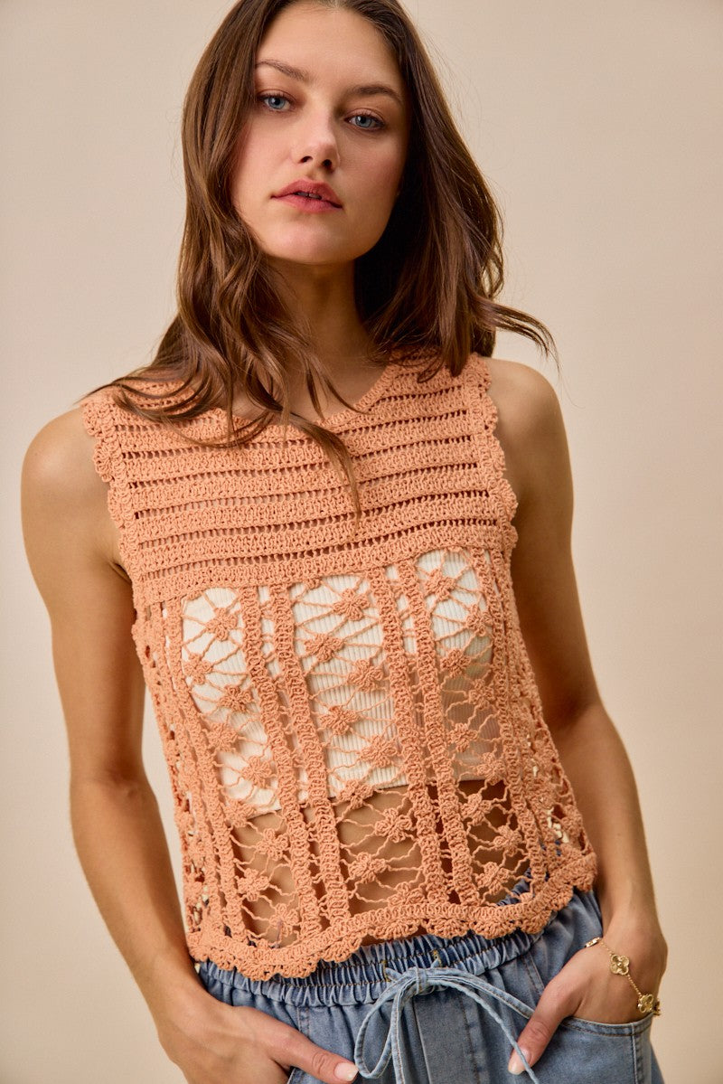 Crochet Knitted Lace Sweater Tank Top So Me