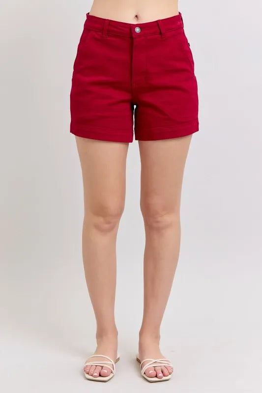 High Waist Tummy Control Garment Dyed Heart Shaped Denim Shorts Judy Blue