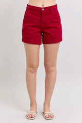 High Waist Tummy Control Garment Dyed Heart Shaped Denim Shorts Judy Blue