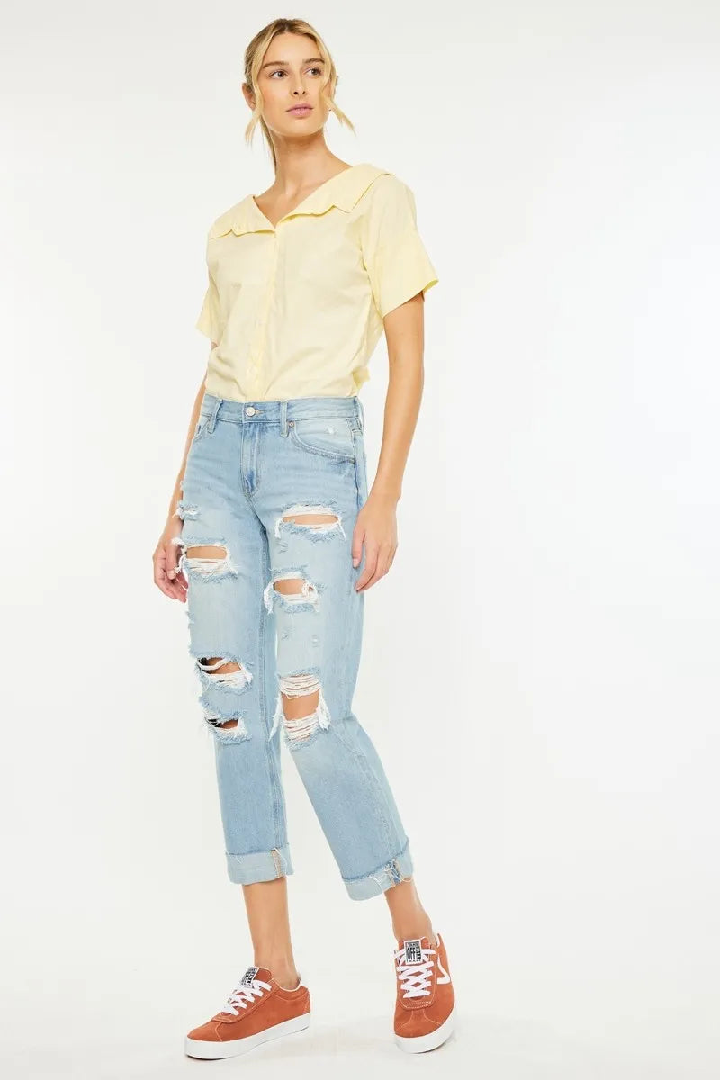Mid Rise Distressed Boyfriend Jeans Kancan