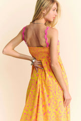 Geo 2 Tone Printed Wavi Trim Tiered Maxi Dress Davi & Dani