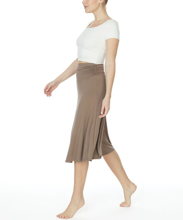 Bamboo Flared Mid Length Skirt Fabina MOCHA S 