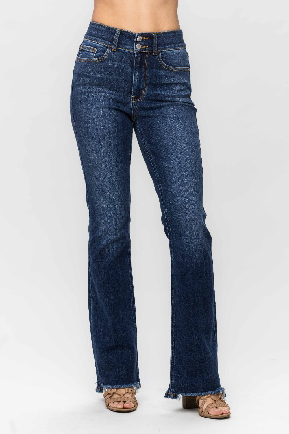 Frayed Hem Bootcut Jeans Judy Blue Dark 3/26 