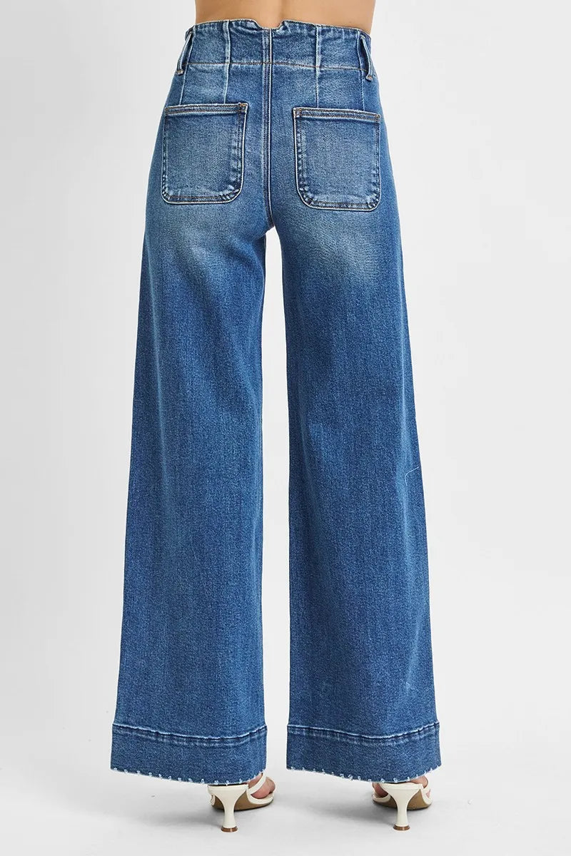 High Rise Ankle Wide Seam Detailed Jeans With Plus Size Risen