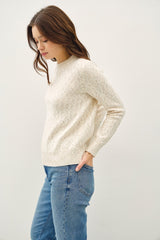 Heathered Round Neck Long Sleeve Sweater Be Cool   