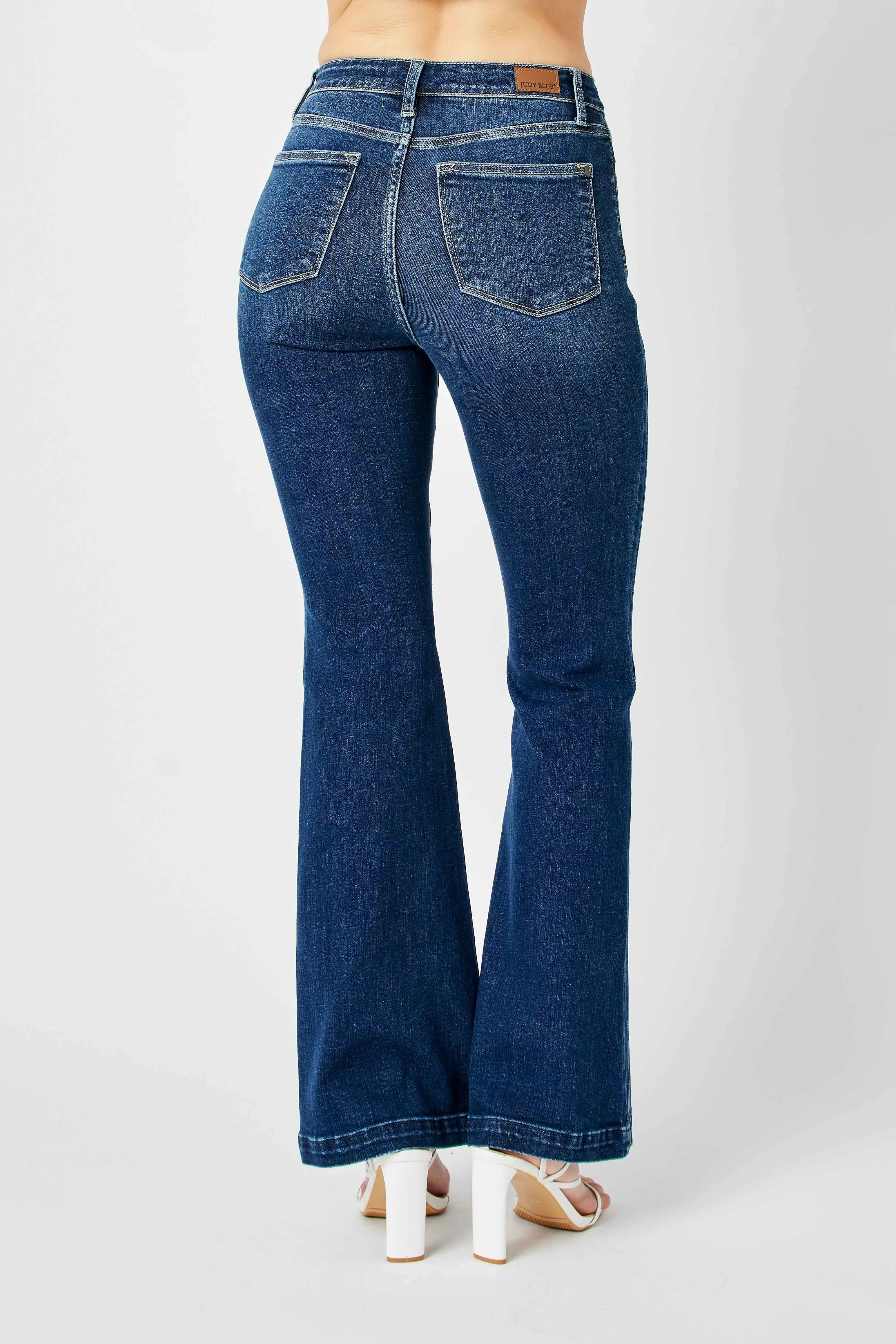 High Waist Angled Side Seam Detail Flare Jeans With Plus Size Judy Blue