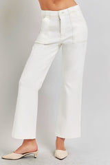 High Rise Ankle Flare Jeans with Patch Pockets Risen   