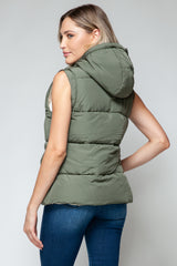 Snap and Zip Closure Hooded Vest Snobbish   