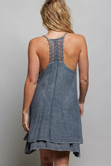 Embroidered Adjustable Strap Mini Dress POL