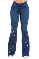 Santa Fe High Rise Studded Bell Bottom GJG Denim   