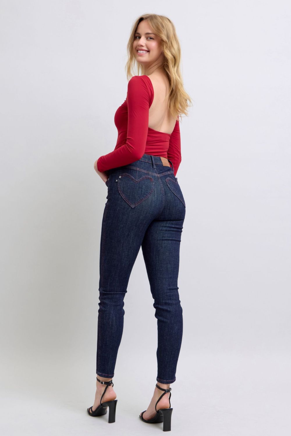 Heart Shaped Back Pockets Skinny Jeans Judy Blue   