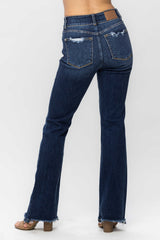 Frayed Hem Bootcut Jeans Judy Blue   