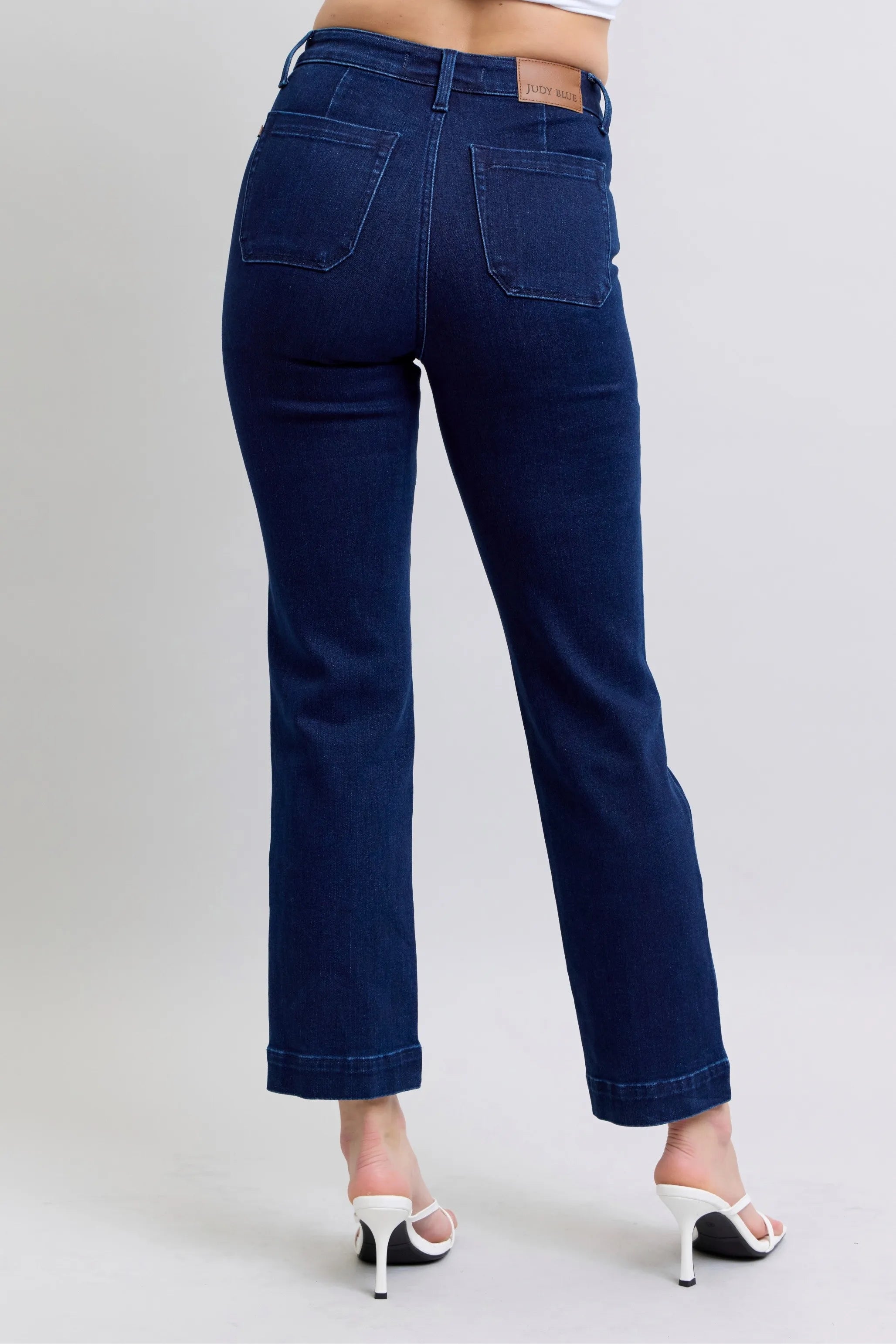 High Waist Work Wear Knee Patch Straight Jeans With Plus Size Judy Blue