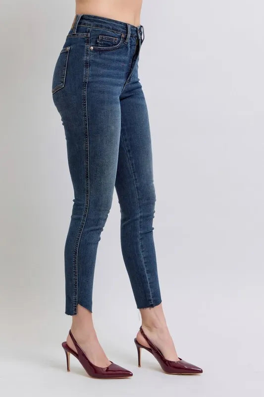 High Waist Tummy Control Step Hem Skinny Jeans Plus Size Judy Blue