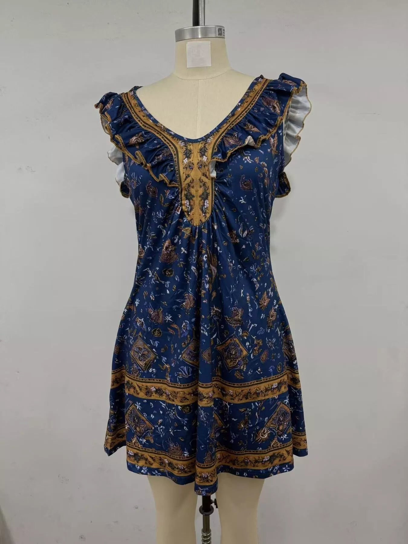 Ruffled V-Neck Mini Dress Simmer & Fay