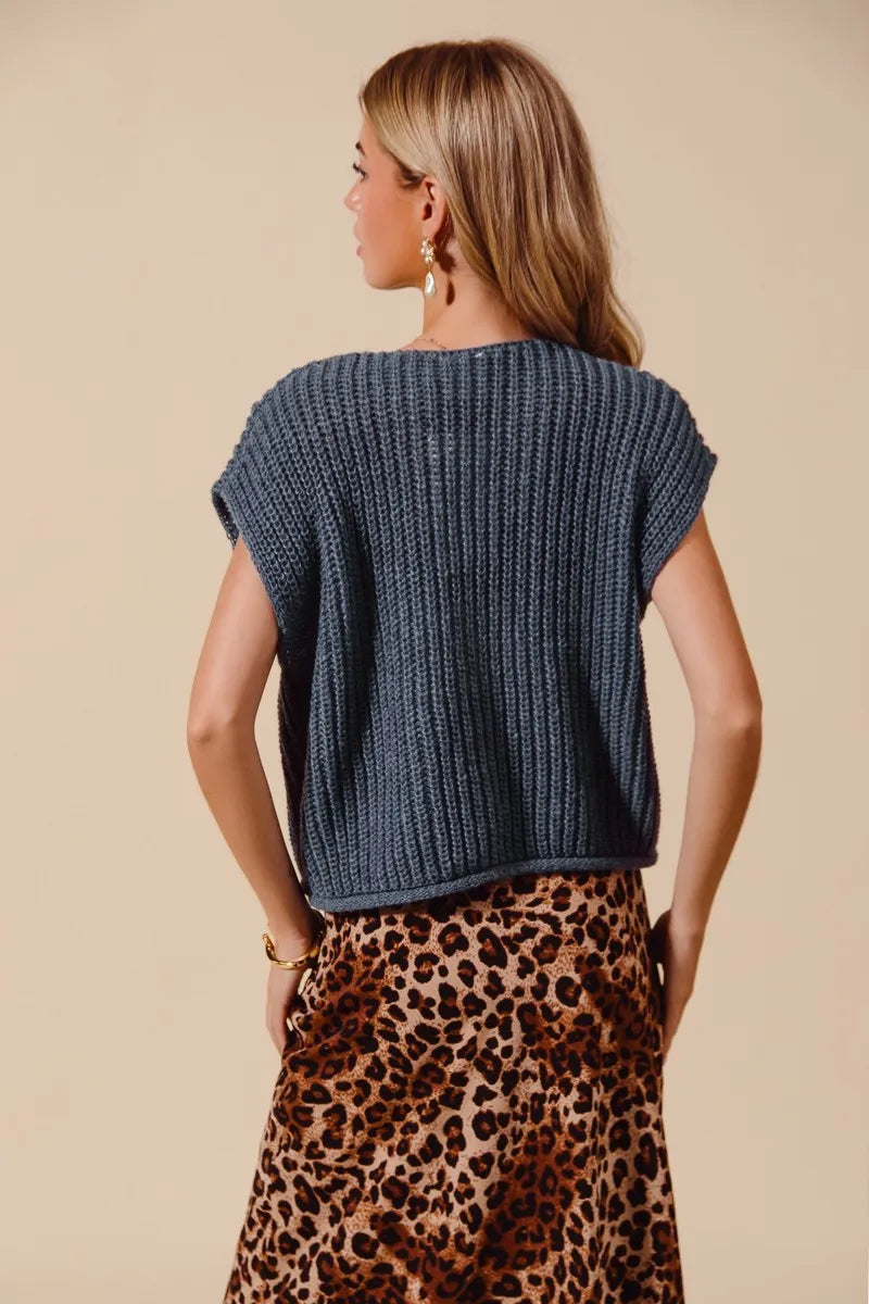 Big Metal Button Front Sweater Vest So Me