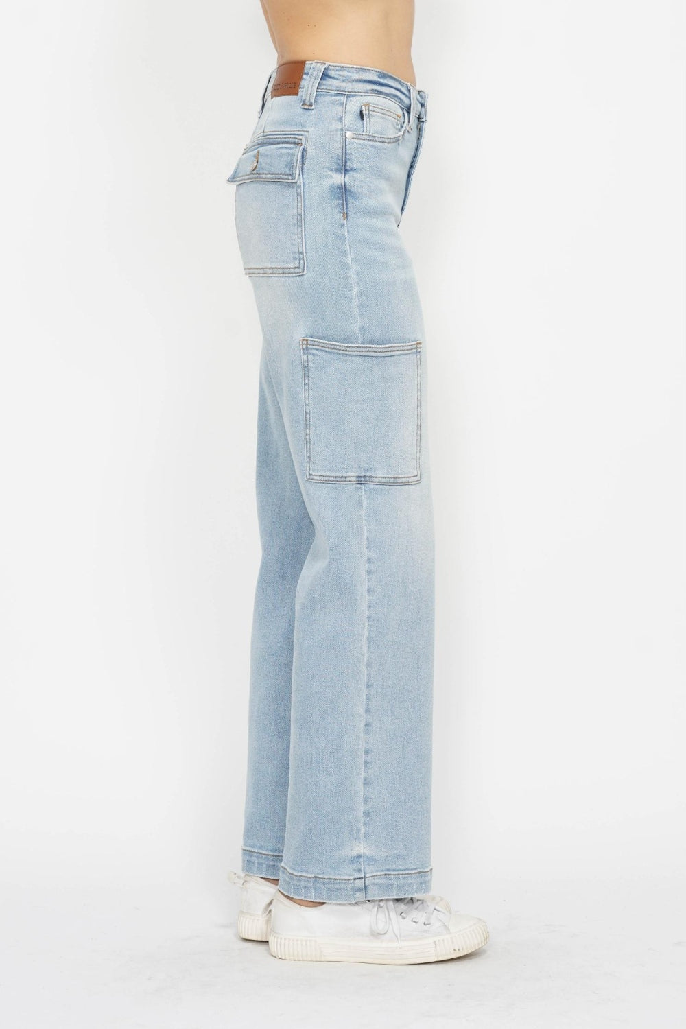 Light Blue High Waist Straight Cargo Jeans Judy Blue   