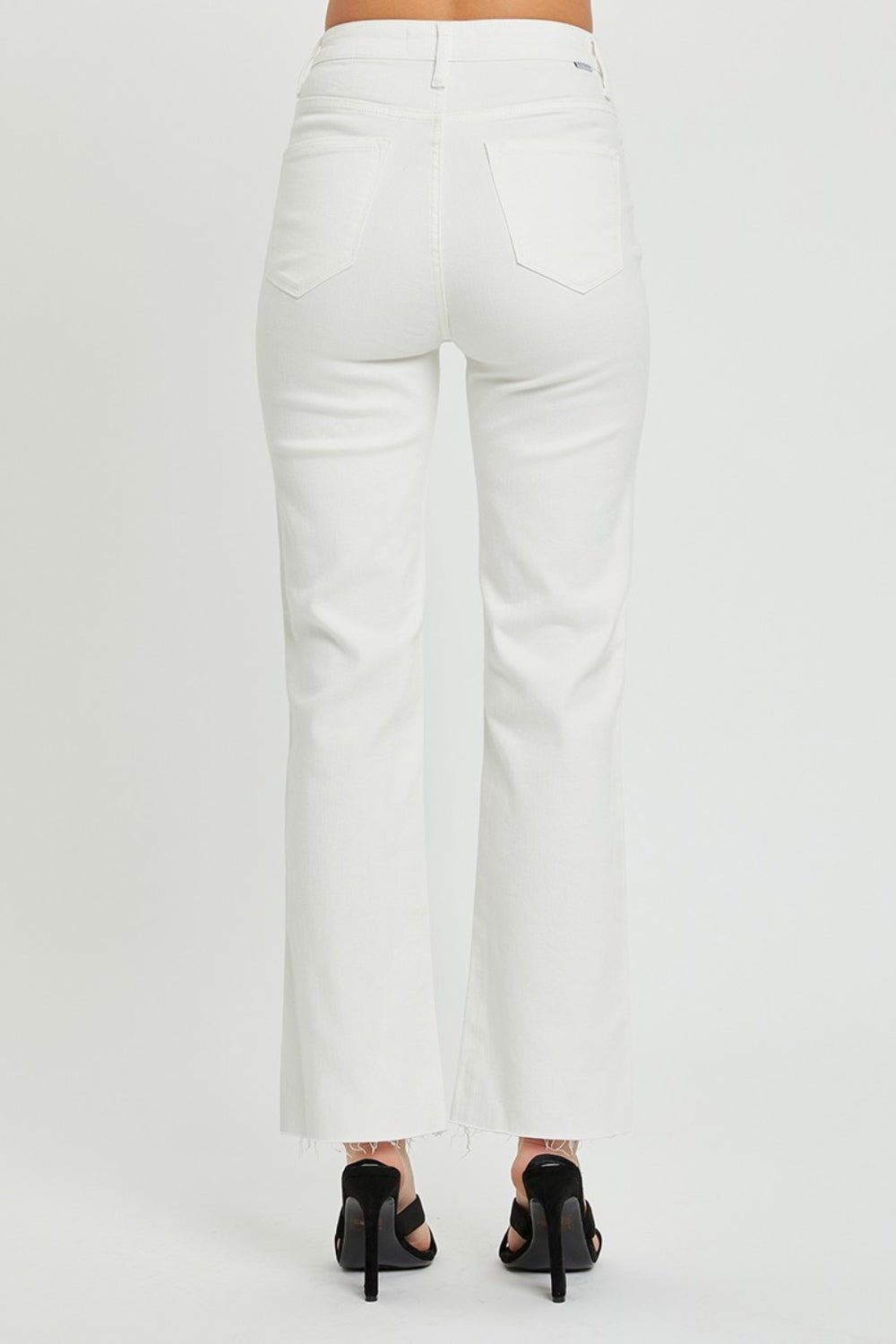 White High Rise Tummy Control Straight Jeans Risen   