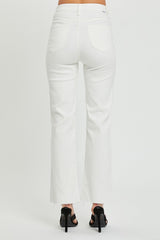 White High Rise Tummy Control Straight Jeans Risen   