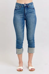 Skinny Cuff Capris Jeans with Pockets with Plus Size Judy Blue Medium 0/24