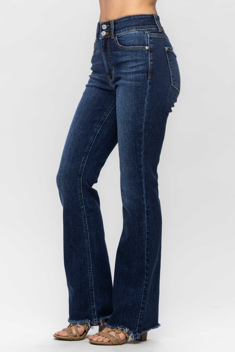 Frayed Hem Bootcut Jeans Judy Blue   