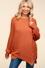 Side Slit Textured Asymmetric Sweater Haptics   