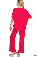 V-neck Oversized Top & Pants Set ZENANA