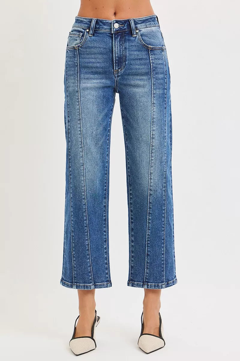 High Rise Crop Straight Jeans Risen